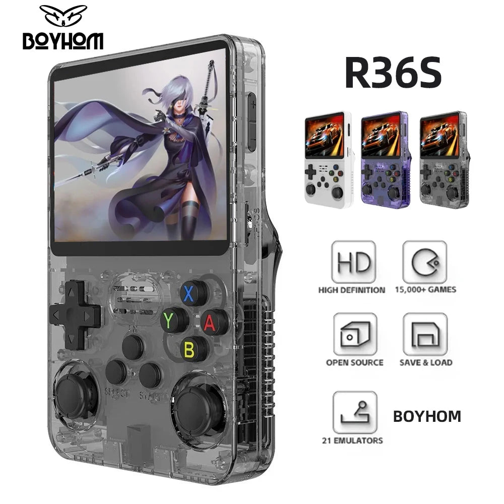 R36S Retro Handheld Game Console - 3.5 Inch IPS Screen, Linux System, 64GB of Classic Games