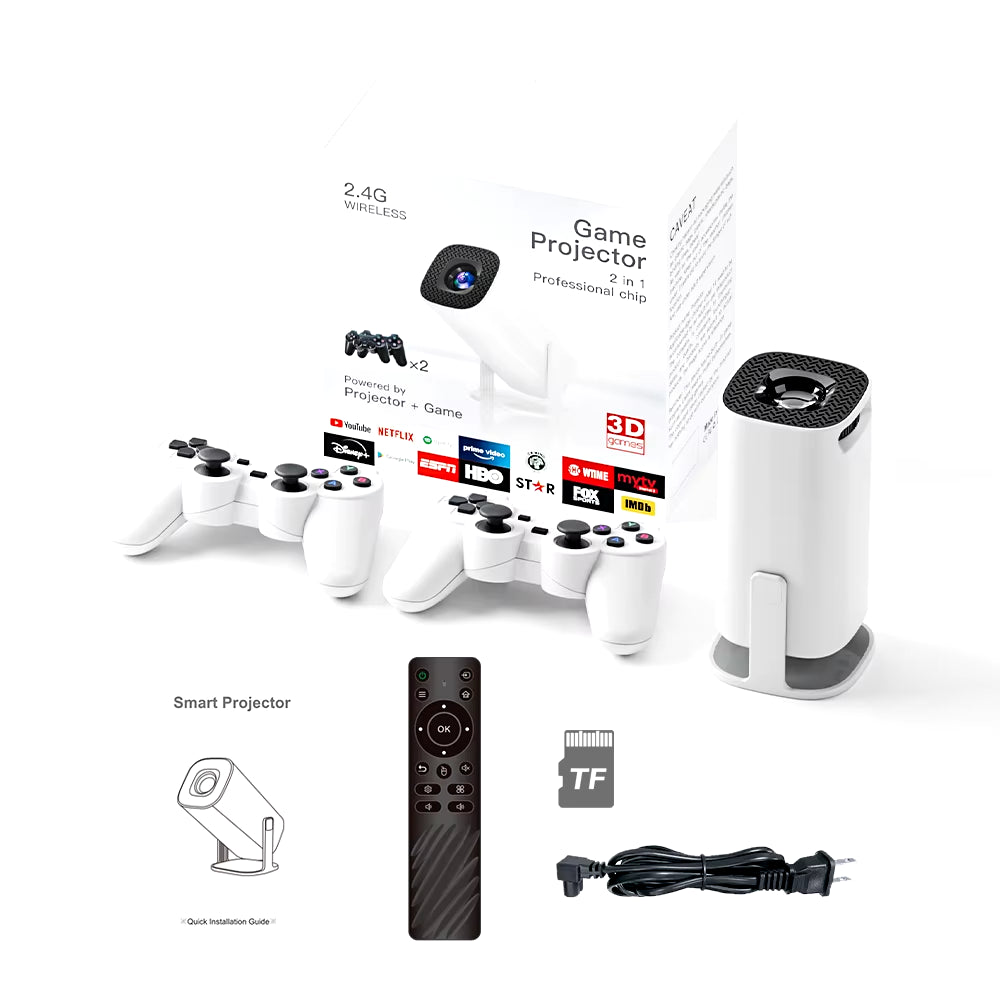 P30MAX Android 11 Gaming Projector - 64GB TF Card, Wireless Controller, Dual WIFI, 1280x720P Home Theater, Portable Entertainment Solution